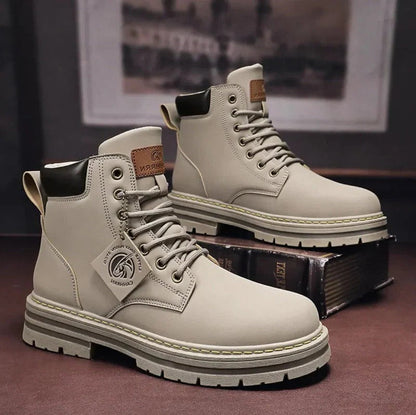 Belro waterproof men's lace-up boots with comfort sole, featuring sturdy leather upper and durable outsole for outdoor wear.