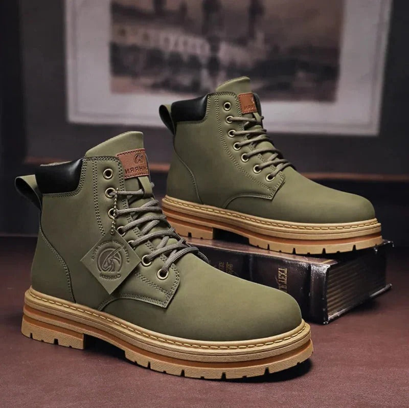 Belro waterproof men's lace-up boots with comfort sole, featuring durable leather and sturdy tread for outdoor wear.