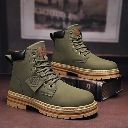 Belro waterproof men's lace-up boots with comfort sole, featuring durable leather and sturdy tread for outdoor wear.