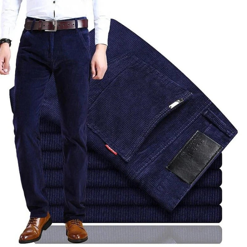 Men's Belro corduroy trousers in a classic fit, shown in a neutral color, with visible waistband and pocket details.
