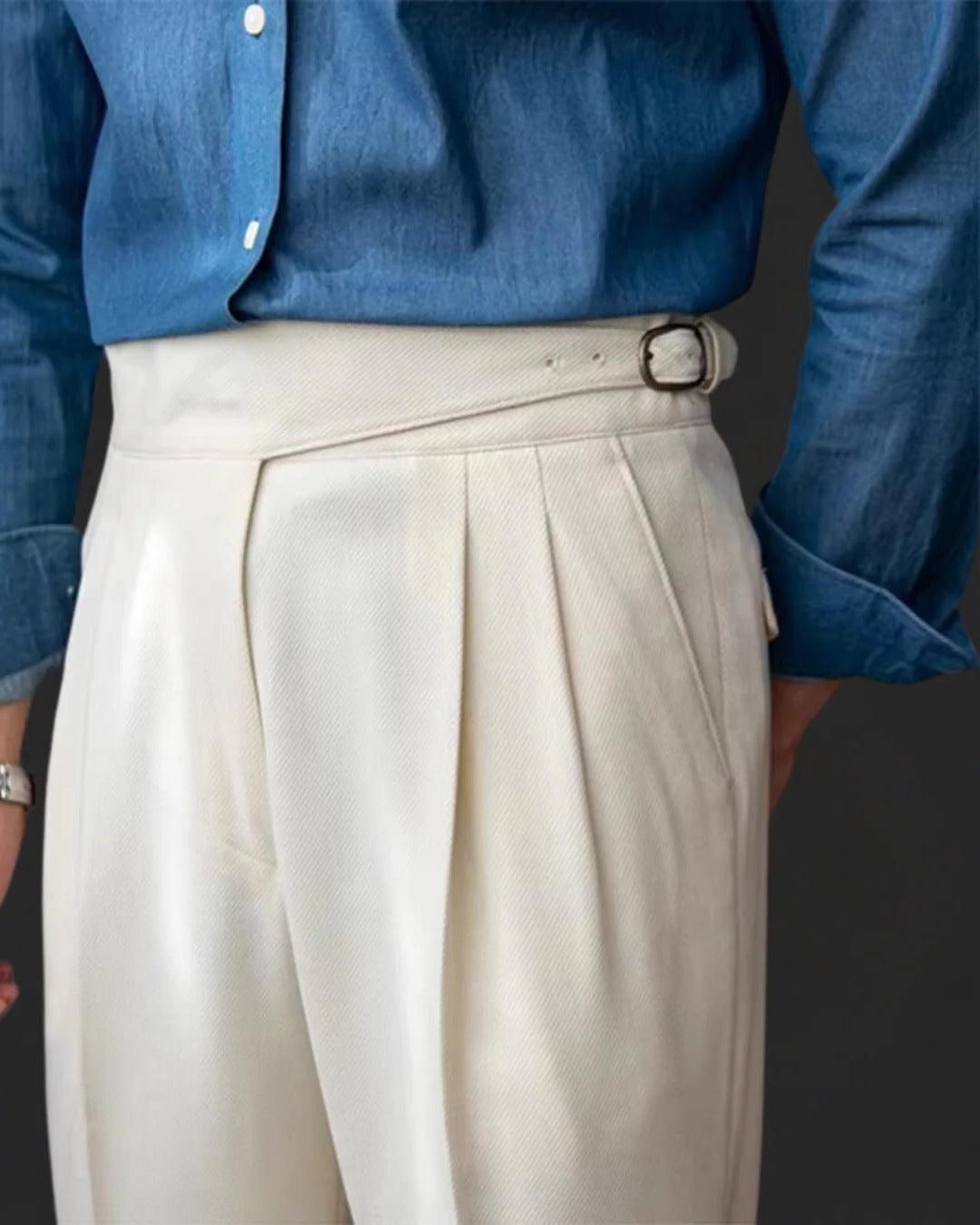 Belro men's high-quality trousers, stylish clothing pants with a tailored fit, shown in a neutral fabric and classic design.