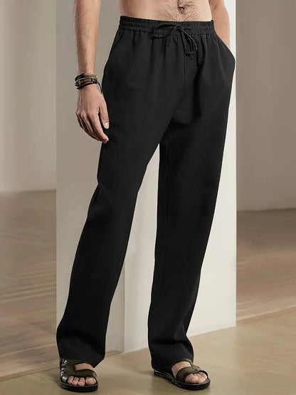 Belro men's baggy linen pants showing relaxed fit and lightweight fabric, ideal for casual and summer wear