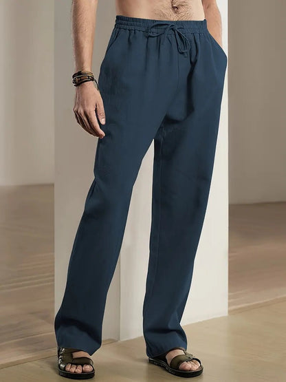 Belro men's baggy linen pants with a relaxed fit, lightweight fabric, and casual style ideal for comfortable summer wear.