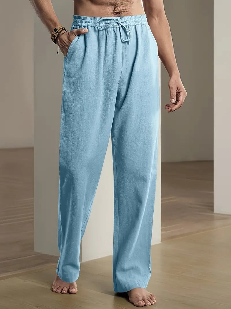 Belro men's baggy linen pants featuring a loose fit, lightweight fabric, and casual style perfect for comfortable summer wear.
