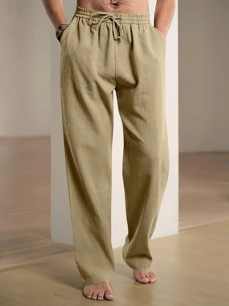 Belro men's baggy linen pants featuring a relaxed fit and lightweight fabric, ideal for casual and summer wear.