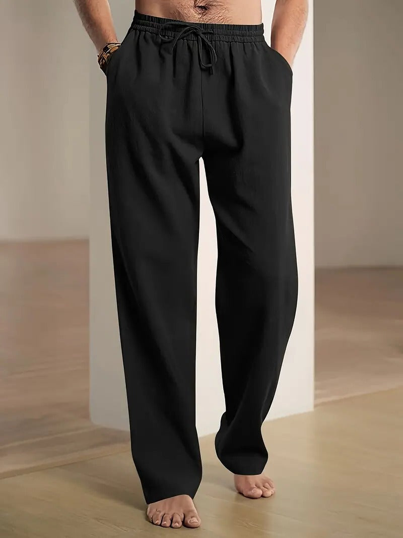 Men's baggy linen pants by Belro, featuring a relaxed fit and lightweight breathable fabric for casual comfort.