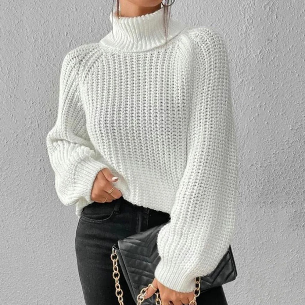 Belro turtleneck sweater in soft knit fabric, showcasing a cozy, fitted design ideal for casual or office wear.