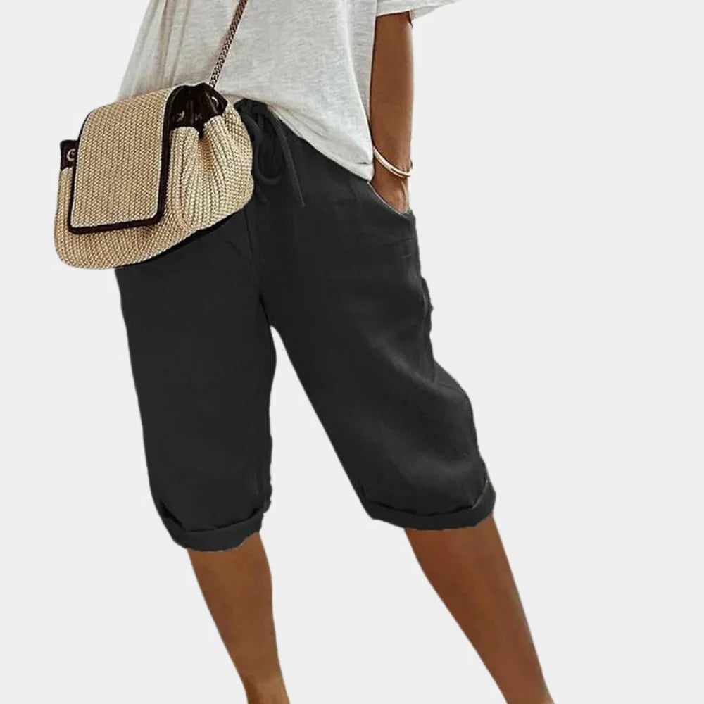 Comfortable women's shorts by Belro featuring a relaxed fit and casual style, shown in a neutral fabric and length.