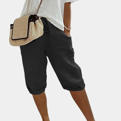 Comfortable women's shorts by Belro featuring a relaxed fit and casual style, shown in a neutral fabric and length.