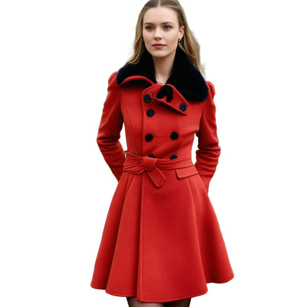 Belro women's long winter coat, warm and stylish, with a plush collar and full-length design ideal for cold weather.