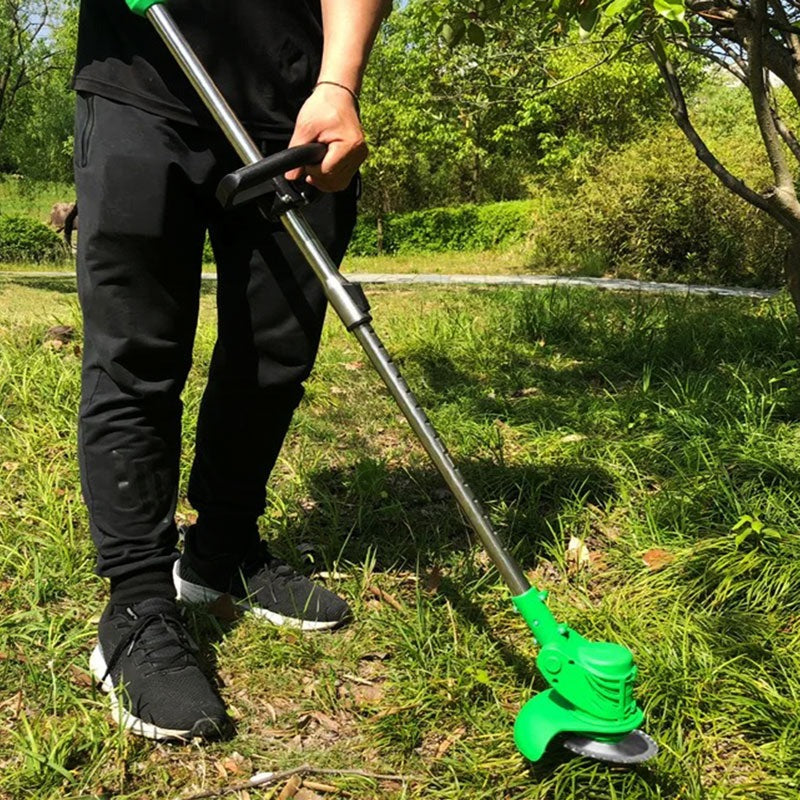 Men's Belro cordless electric grass trimmer with a powerful battery, designed for efficient yard trimming and landscaping.