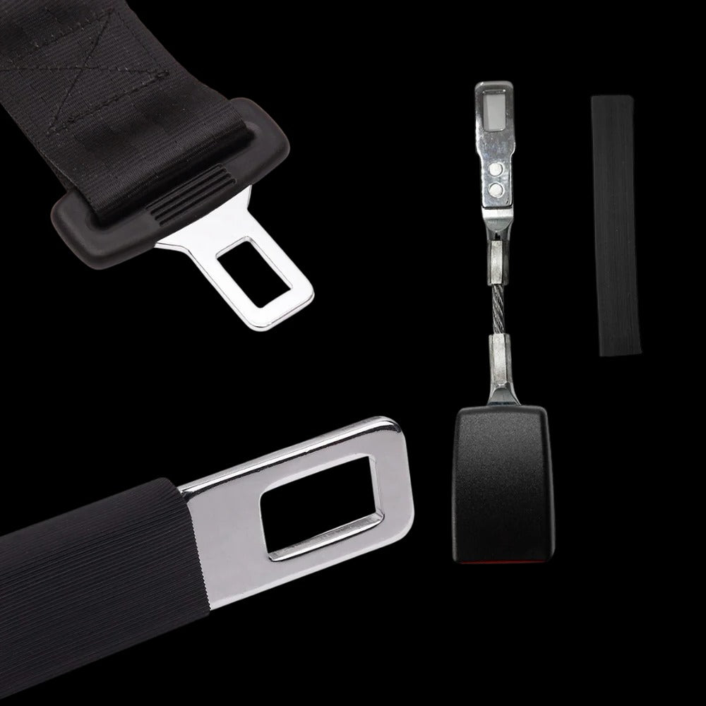Belro safety belt extender for sports and outdoor use, showing the adjustable fabric and metal clasp in a close-up image.