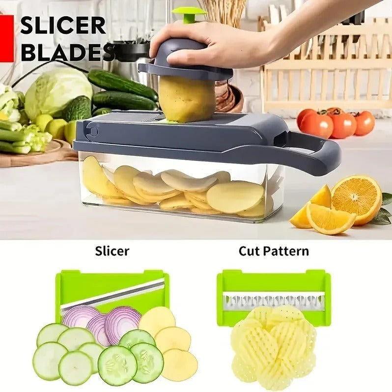 Belro multifunctional vegetable chopper with stainless steel blades and plastic container for easy vegetable preparation.