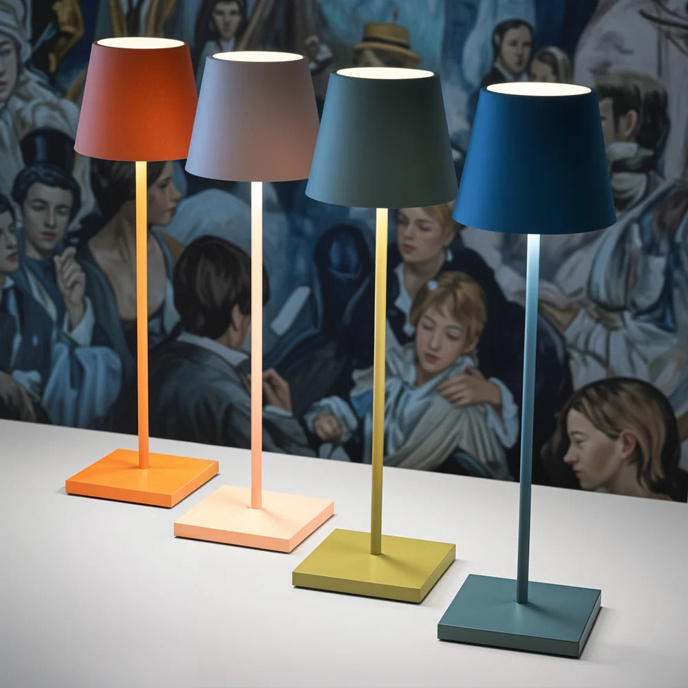 Modern Belro cordless table lamp with sleek design, white shade, and touch control for contemporary home or office lighting.