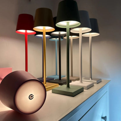 Belro contemporary cordless modern table lamp with sleek design and adjustable arm, ideal for modern desk lighting.