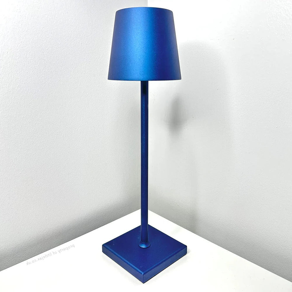 Modern Belro cordless table lamp with sleek design and adjustable arm, ideal for desk lighting in contemporary home or office settings.