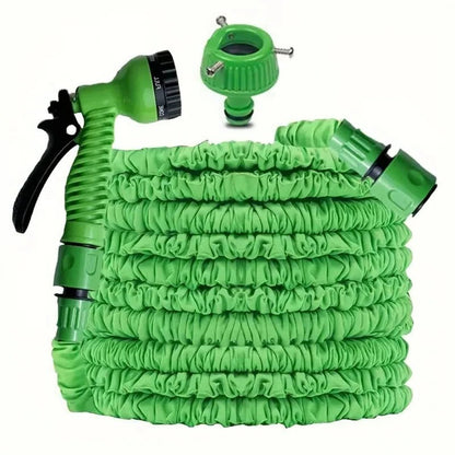 Flexible garden hose by Belro with adjustable nozzle, ideal for watering plants and outdoor garden tasks.