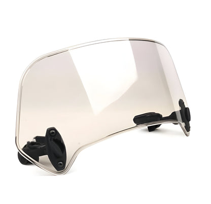 Belro motorcycle windshield extension mounted on a motorcycle, providing added wind protection and improved riding comfort.