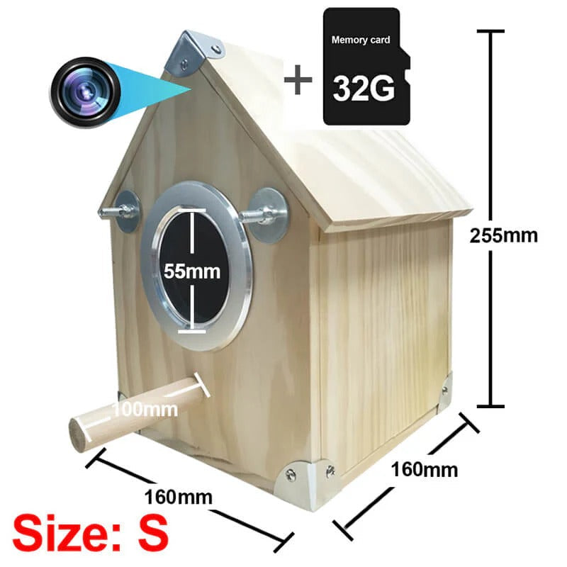 Belro bird nesting feeder with built-in camera for bird watching, mounted on a garden tree or structure.