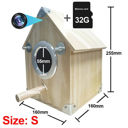 Belro bird nesting feeder with built-in camera for bird watching, mounted on a garden tree or structure.