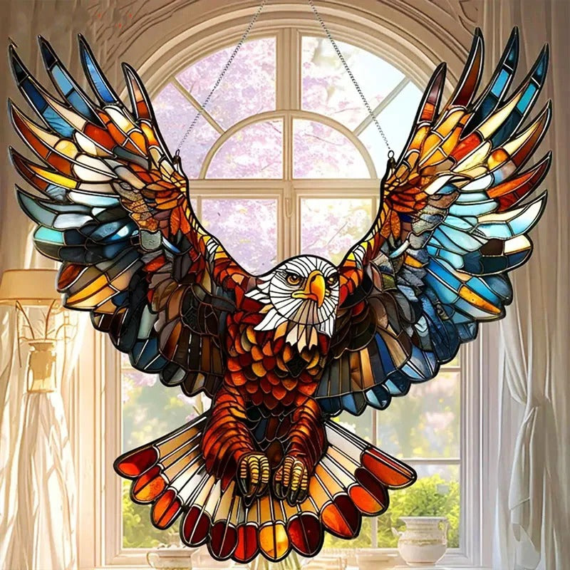 Colorful hummingbird suncatcher from Belro, decorated with vibrant glass, designed for hanging in home or garden decor.