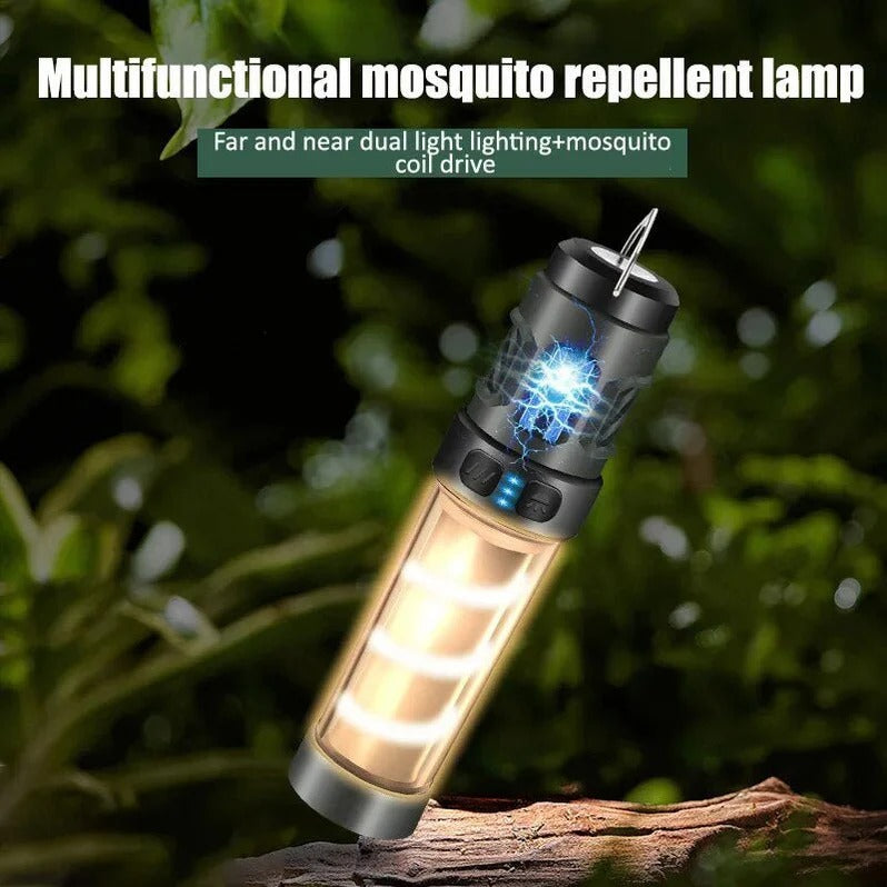Belro outdoor mosquito repellent lantern with integrated camping light, portable electronic flashlight for outdoor use.