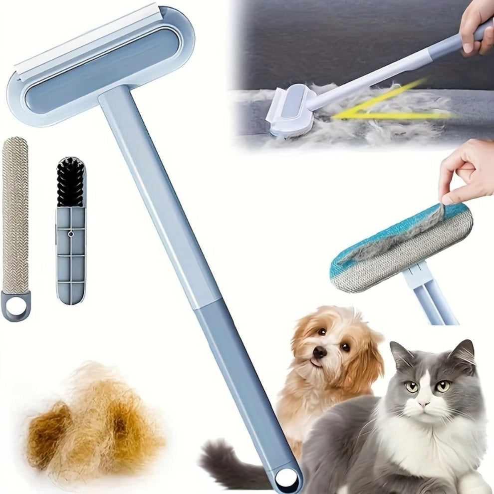 Belro Pet Hair Remover for dogs, showing a handheld grooming tool with pet hair on its surface.