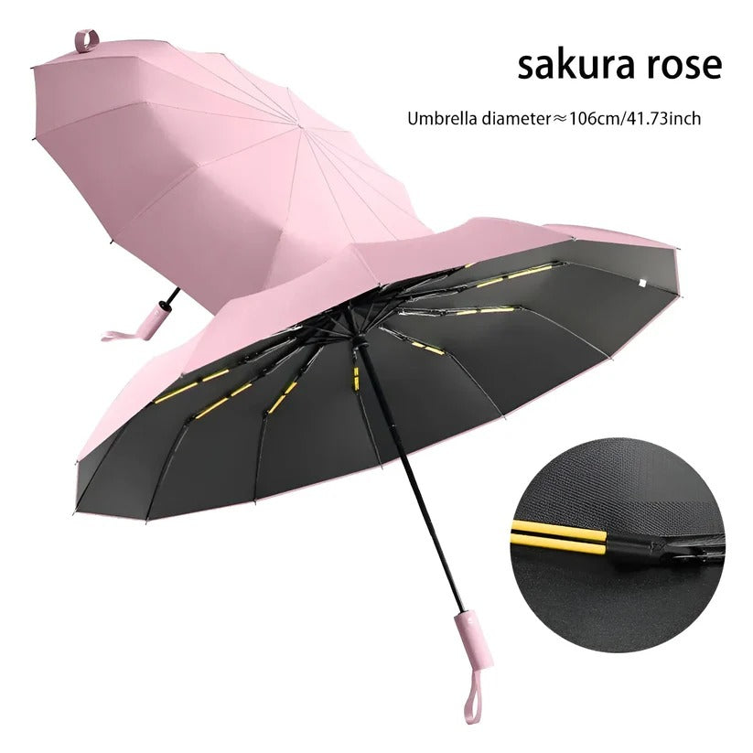 Belro eco-friendly windproof umbrella open, showcasing durable canopy and sturdy handle, designed to resist strong winds.