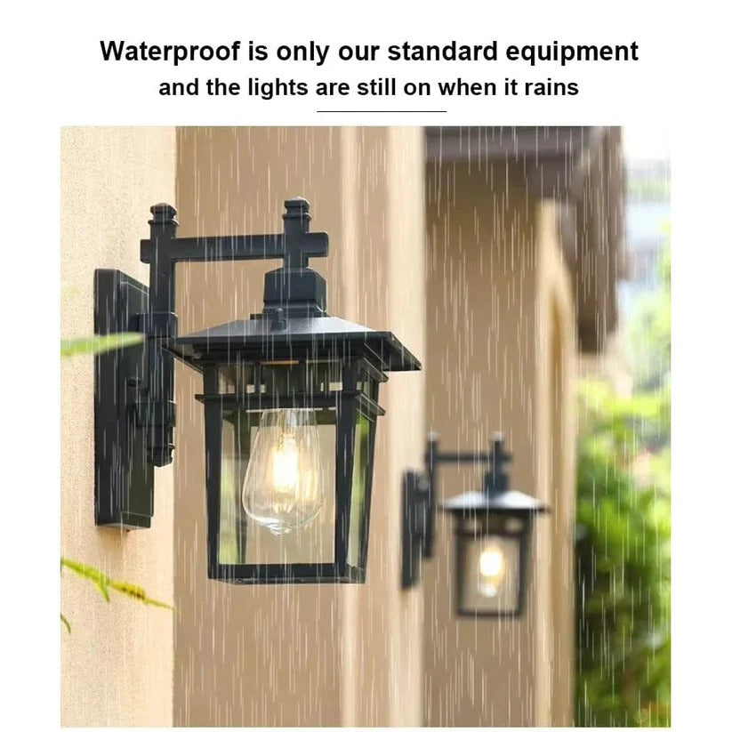 Belro outdoor wall light fixture mounted on exterior wall, weather-resistant design for home and garden outdoor lighting.