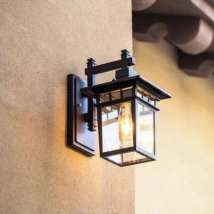 Belro outdoor wall light mounted on exterior wall, weather-resistant outdoor lighting fixture for home and garden.