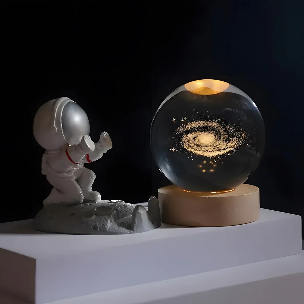 Belro Sphere Lamp emitting soft light, modern round design perfect for night lighting and ambient decor.