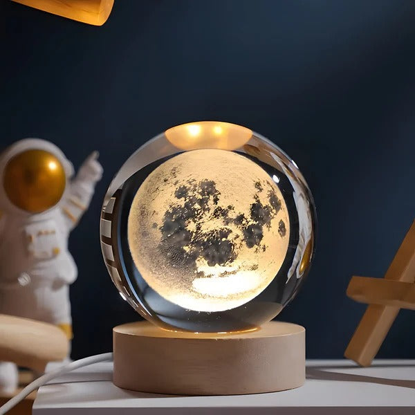 Belro Sphere Lamp emitting a soft glow, modern electronic night light with a spherical design for cozy ambient lighting