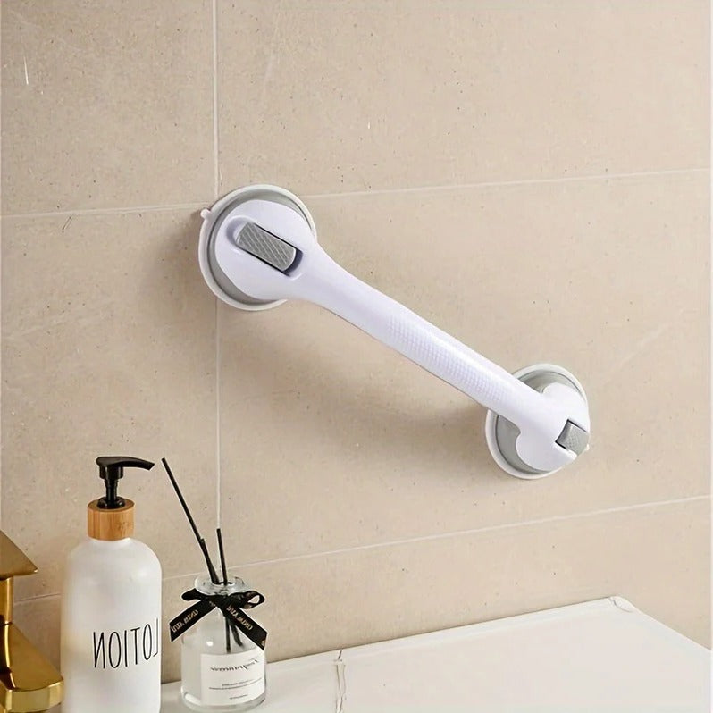 Belro suction grab bar mounted outdoors, made of durable material, ideal for added safety on outdoor surfaces.
