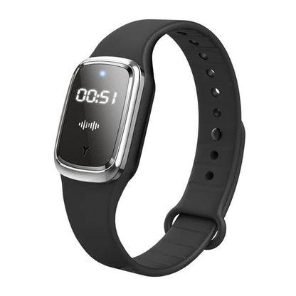 Belro anti-mosquito wristband showing a black silicone band with adjustable strap and mosquito repellent design.