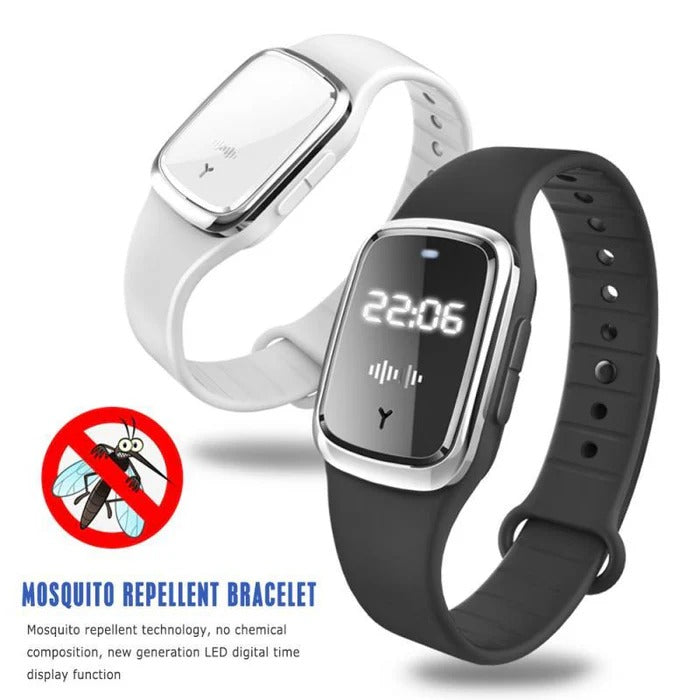 Belro anti-mosquito wristband showing a colorful band with adjustable strap, designed to repel mosquitoes effectively.