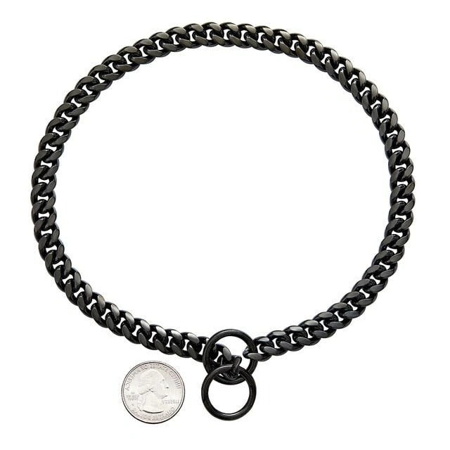 Heavy-duty dog collar by Belro, durable black nylon with metal buckle and D-ring for secure leash attachment.