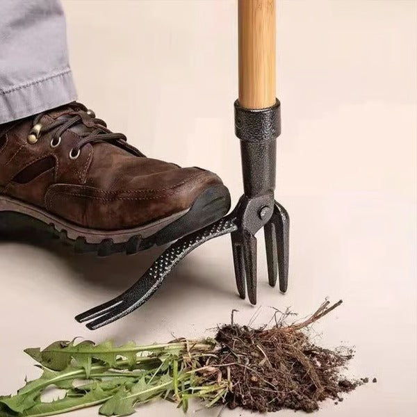 Belro men's stand-up weed puller tool, designed for easy weed removal, shown in a natural outdoor setting.