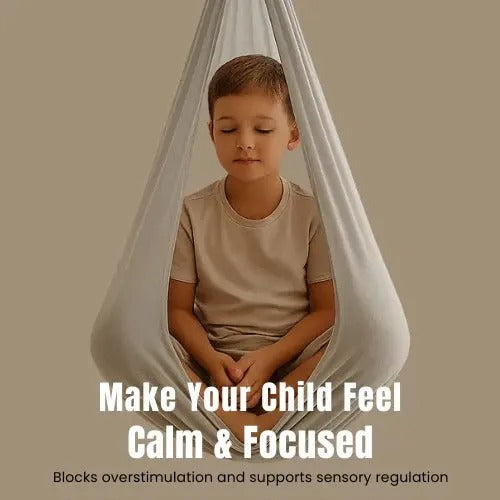 Belro men's sensory swing made of soft fabric, designed for sensory therapy and relaxation, hanging from a sturdy support.