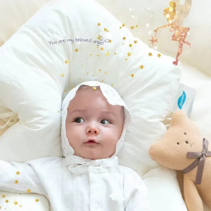 Belro infant support pillow with soft fabric cover, designed for baby comfort and safety in bedding and nursery.