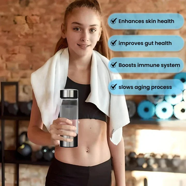 Belro hydrogen water bottle with sleek stainless steel design, featuring a compact, portable water tool for healthy hydration.