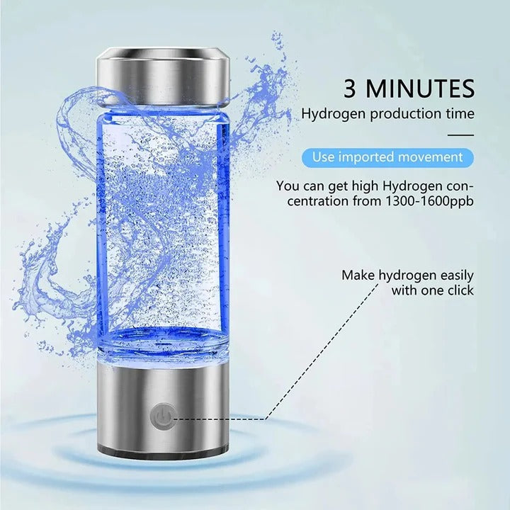 Belro hydrogen water bottle, compact stainless steel water container with sleek design and secure lid for hydration.