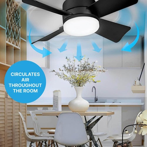 Belro outdoor ceiling-mounted fan installed in a garden setting, providing cooling and airflow for outdoor living spaces.
