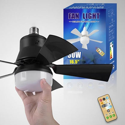 Belro ceiling-mounted outdoor fan installed outdoors, featuring blades and a sleek design for garden or patio cooling.