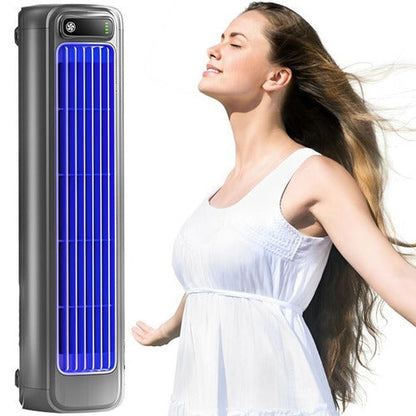 Belro portable tabletop fan showing a compact, sleek design with adjustable blades for personal cooling.