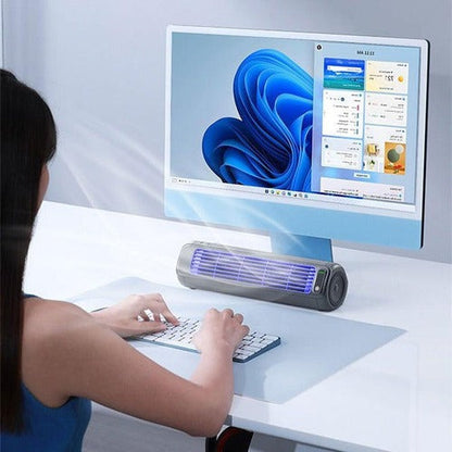 Belro portable tabletop fan with adjustable blades and control buttons, ideal for personal cooling in home or office settings.