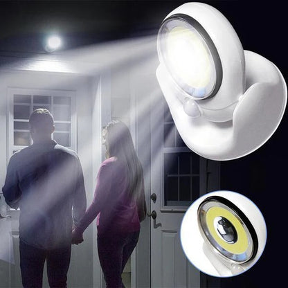 Belro motion-activated LED lamp displaying a sleek, modern design with illuminated light in a contemporary electronics setting.