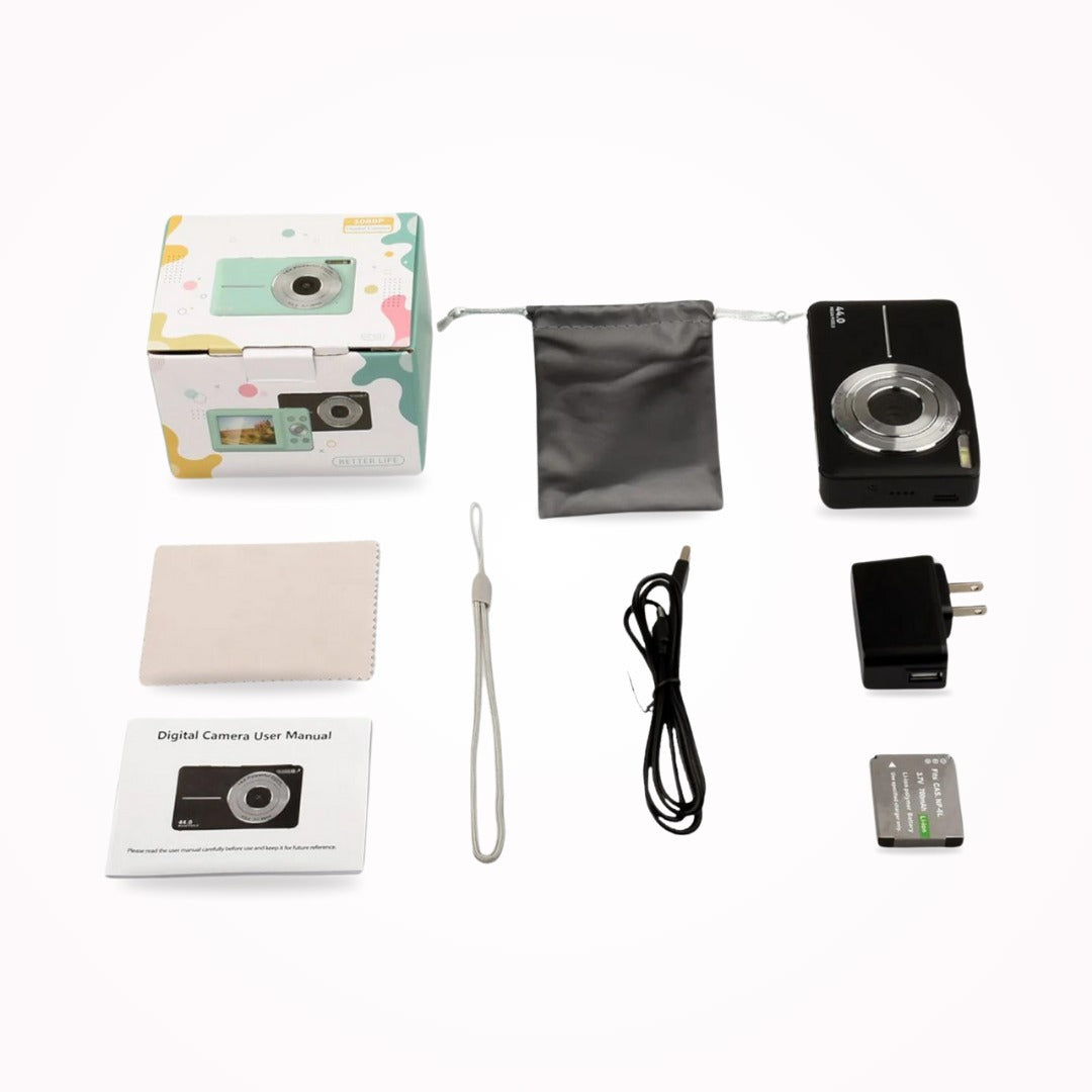 Belro compact digital camera with retro design, featuring a sleek black body and vintage-style lens for stylish photography.