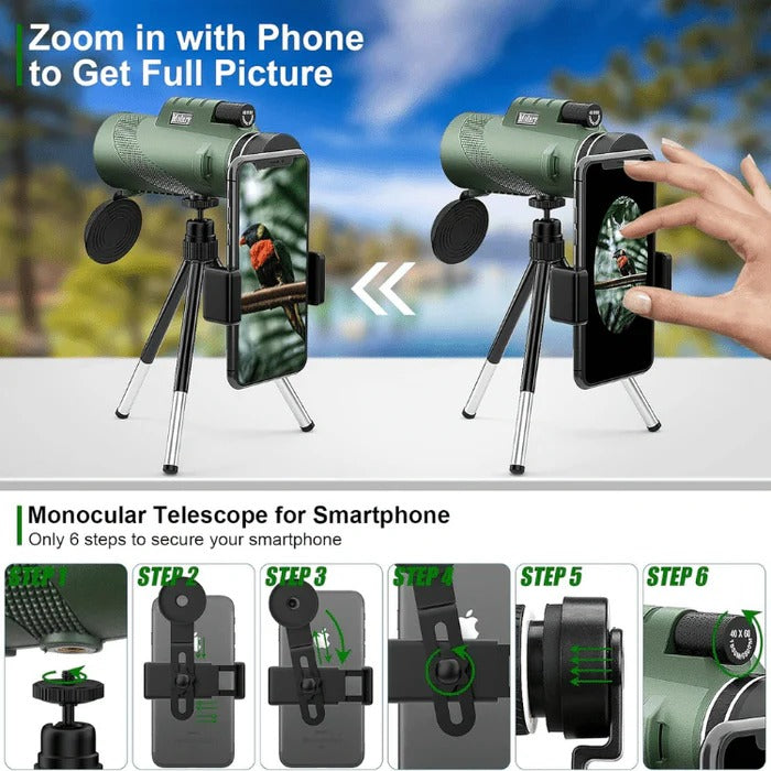 Belro handheld compact monocular for electronics and cameras, showing a close-up of the small, lightweight optical device.