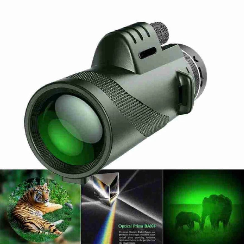 Belro handheld compact monocular in black, featuring a sleek design for easy outdoor and travel viewing.