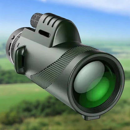 Belro handheld compact monocular with adjustable zoom, black device suitable for outdoor viewing and travel adventures.